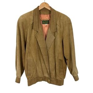 Vintage 80s/90s Danier Suede Bomber Jacket Mens S Womens M/L Tan Leather Coat